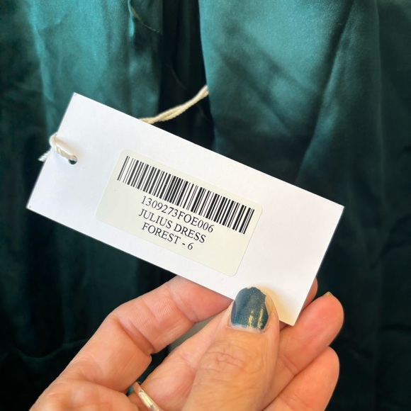 NWT Reformation Julius Midi Silk Dress size 6 Forest Green Silk - Picture 6 of 15